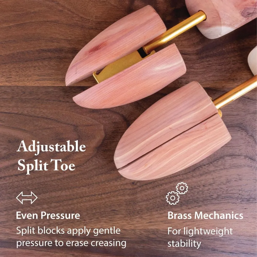 FootFitter Cedar Boot Tree for Men – Adjustable Split Toe Aromatic Cedar Boot Trees, Made From USA Grown Cedar Wood