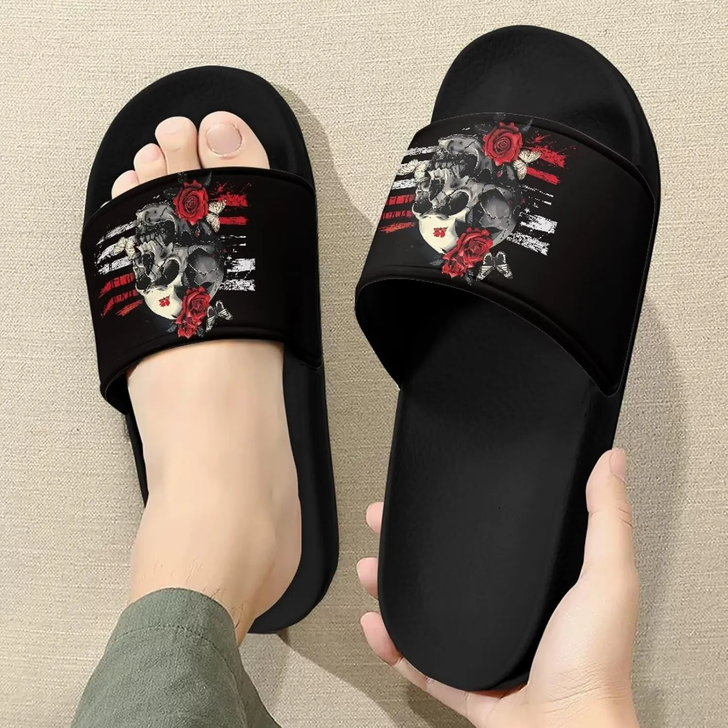 Footwear for Mens Open Toe Athletic Sandals Anti-Slip Sole Slide Sandals Pillow House Flat Shoes Comfortable Slip On Slippers for Indoor & Outdoor