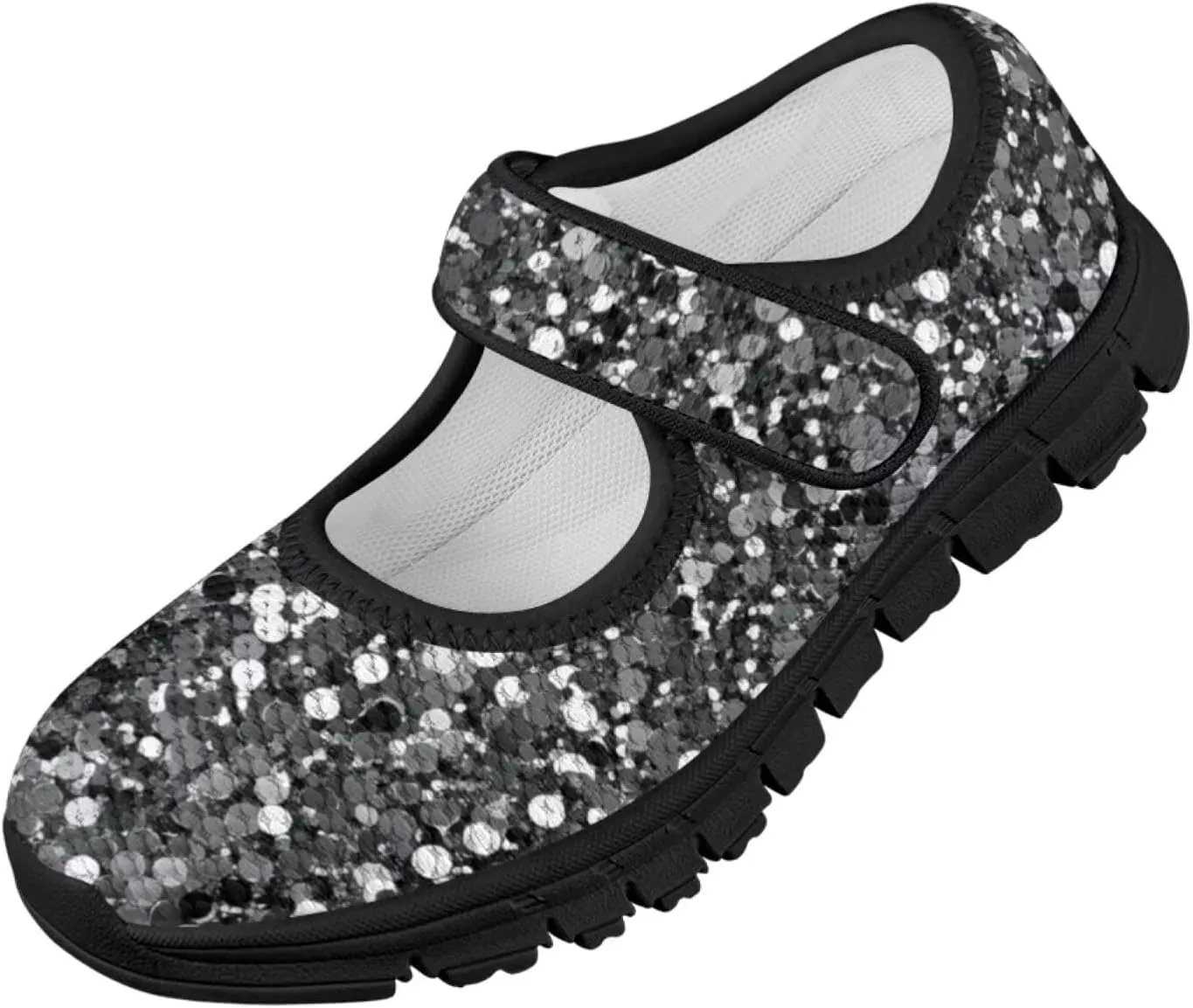 Forchrinse Bling Bling Print Girls Mary Jane Flat,Toddle Sliver Shining Print Dress Shoes Ballet Flat for Flower Girls Costume Party Dress Shoes,Causal Back to School Shoes,Size 11-2.5