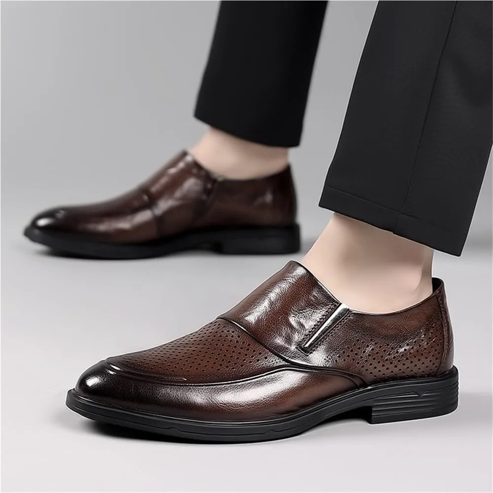 Formal Shoes for Men Synthetic Leather Tuxedo Slip On Breathable Prom Wedding Tuxedo Anti-Slip Non Slip Rubber Sole Block Heel Shoe