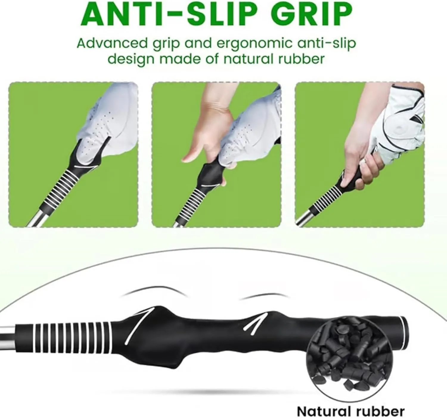 Fortuneh Retractable Golf Swing Training Aid, Fortuneh Telescopic Club, Right-Handed Golf Grip Trainer for Practice, Portable Golf Grip Click Stick Trainer