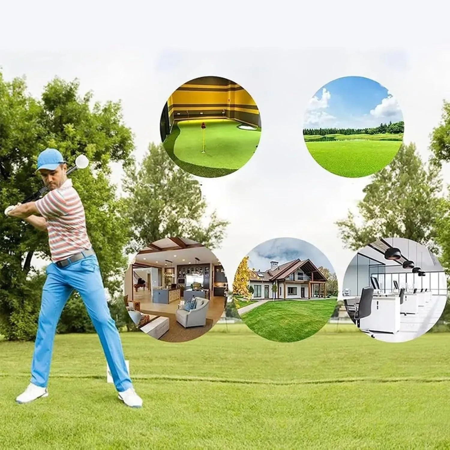 Fortuneh Retractable Golf Swing Training Aid, Fortuneh Telescopic Club, Right-Handed Golf Grip Trainer for Practice, Portable Golf Grip Click Stick Trainer
