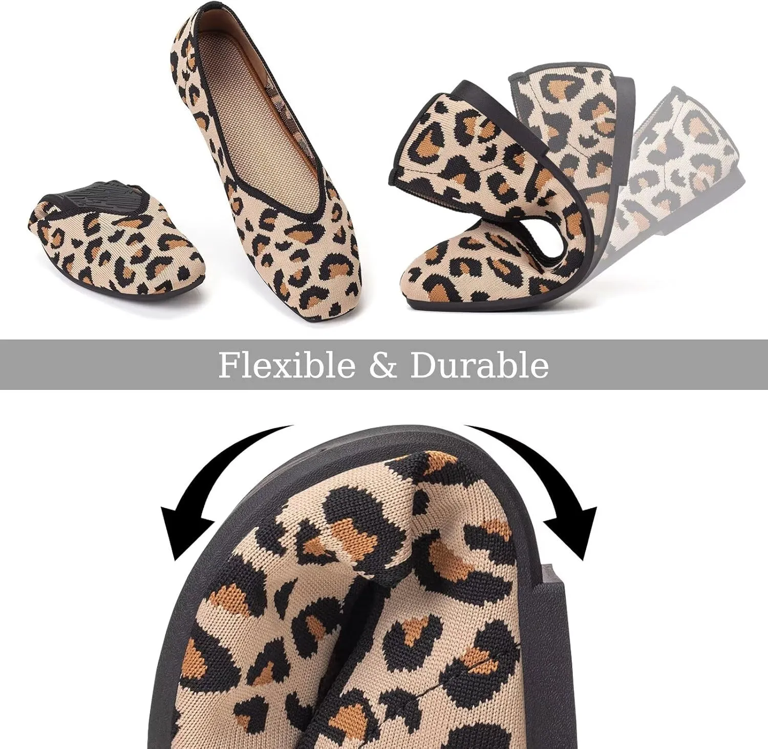 Frank Mully Womens Casual Flat Shoes Square Toe Shoes Knitted Work Flat Comfort Dressy Flat Shoes for Daily Washable
