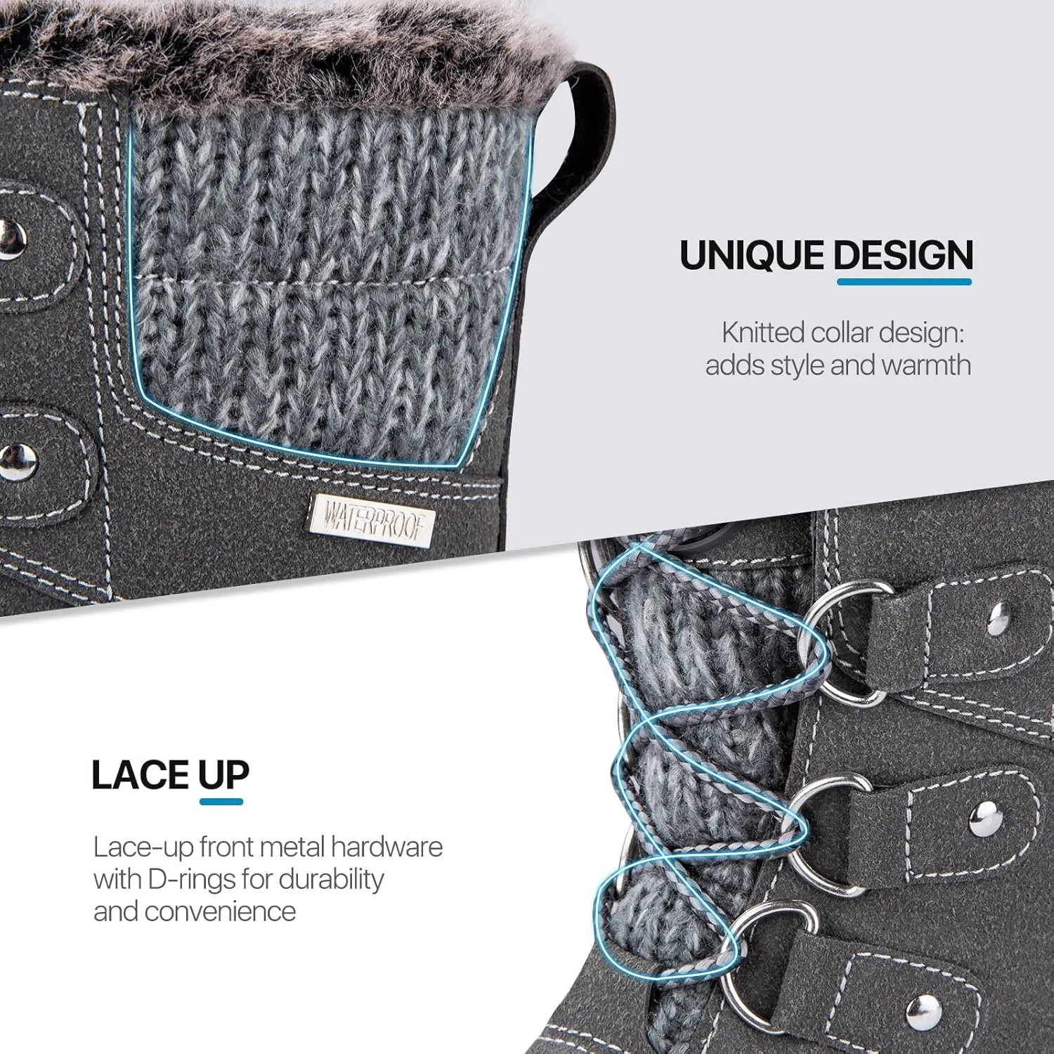 FREE SOLDIER Women's Waterproof Winter Cold Weather Snow Boots for Women Outdoor Fashion Duck Boots Comfortable Insulated