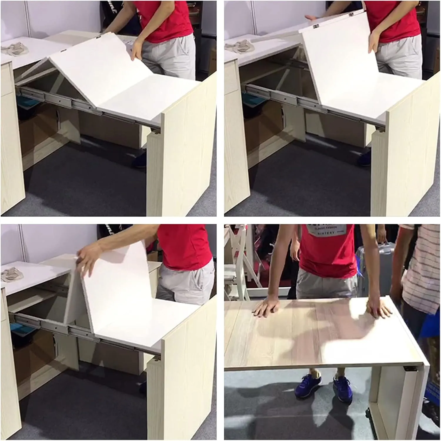 Full Extension Table Slide, Aluminum Telescopic Cabinet Table Guide Rail Hinge Home Hardware Accessories for Concealed Table Desk Kitchen Countertop,1270mm