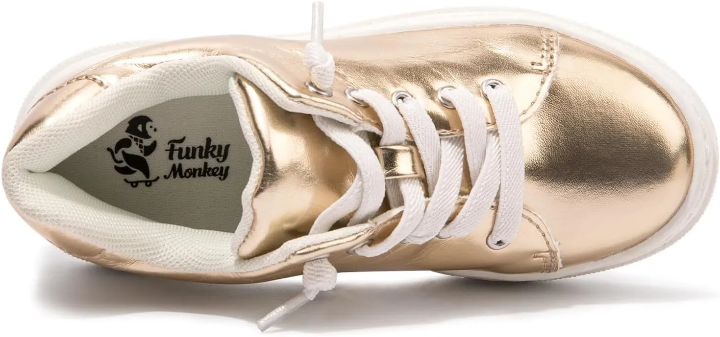 FUNKYMONKEY Kids Sneakers for Girls Boys Low Top Skate Shoe Little Kids/Big Kid Lace Up Casual Walking Shoes