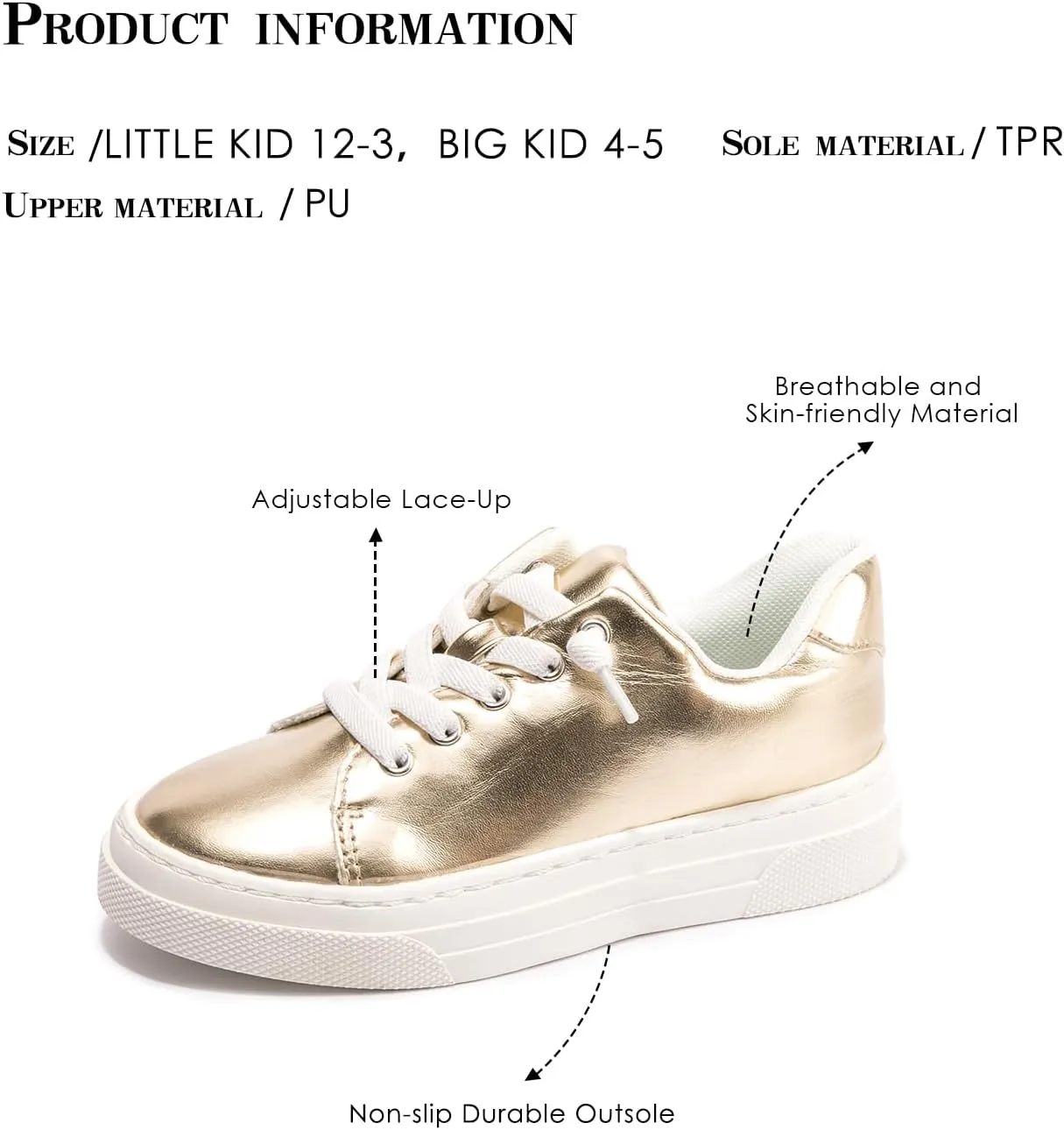 FUNKYMONKEY Kids Sneakers for Girls Boys Low Top Skate Shoe Little Kids/Big Kid Lace Up Casual Walking Shoes