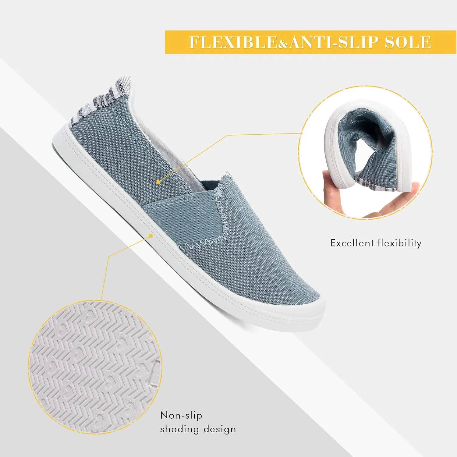 FUNKYMONKEY Shoes for Women, Comfort Low Top Canvas Slip On Sneakers Classic Casual Walking Shoes