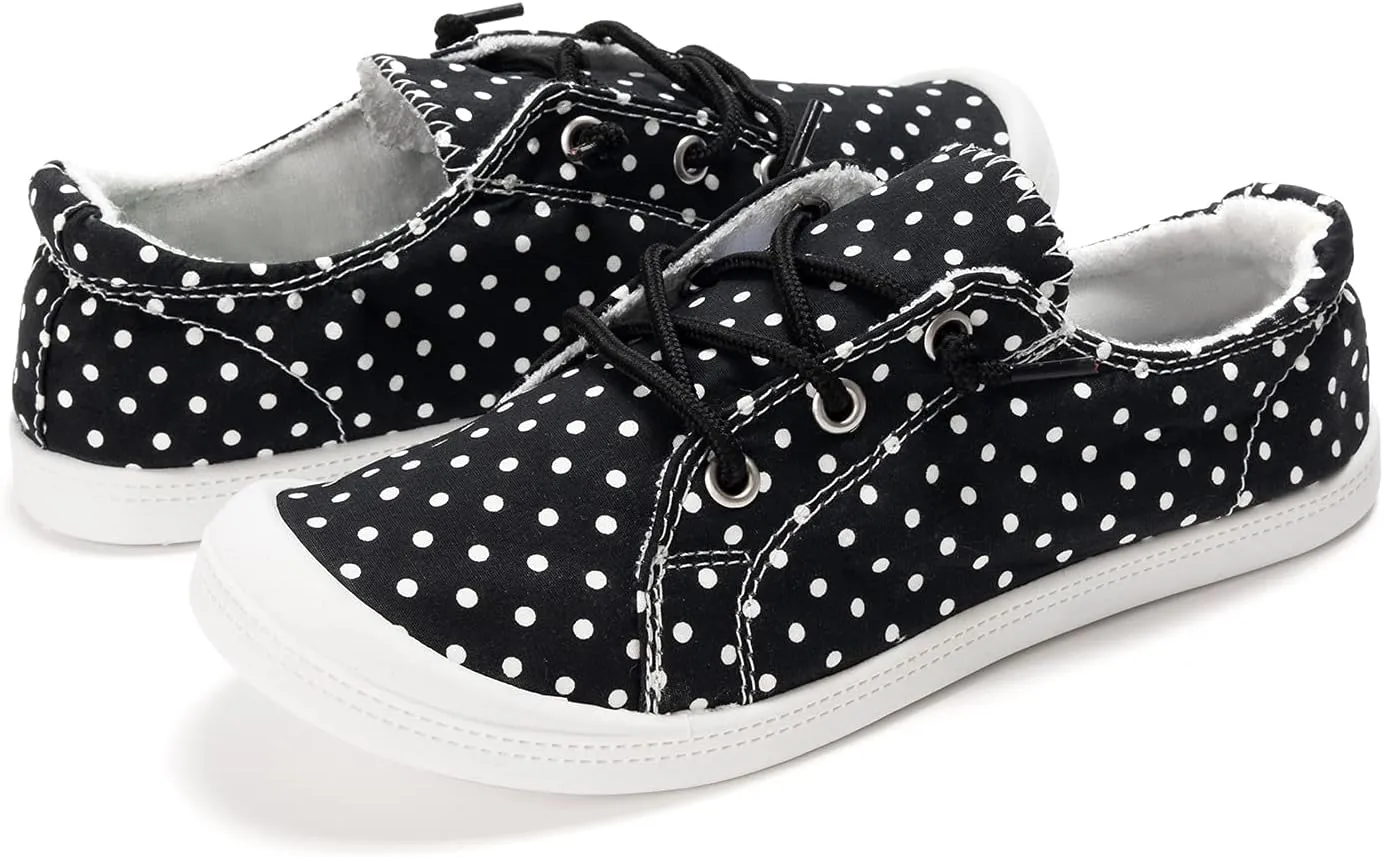 FUNKYMONKEY Shoes for Women, Comfort Low Top Canvas Slip On Sneakers Classic Casual Walking Shoes