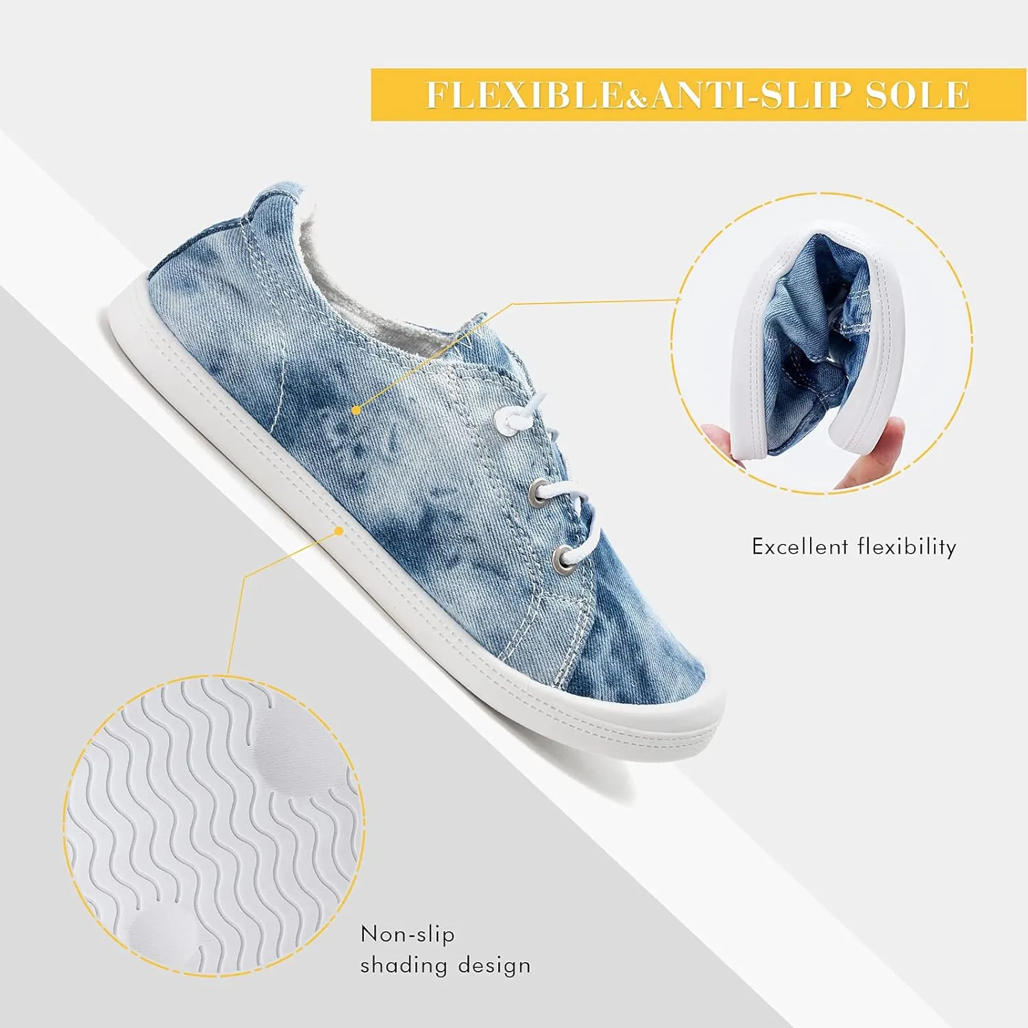 FUNKYMONKEY Shoes for Women, Comfort Low Top Canvas Slip On Sneakers Classic Casual Walking Shoes