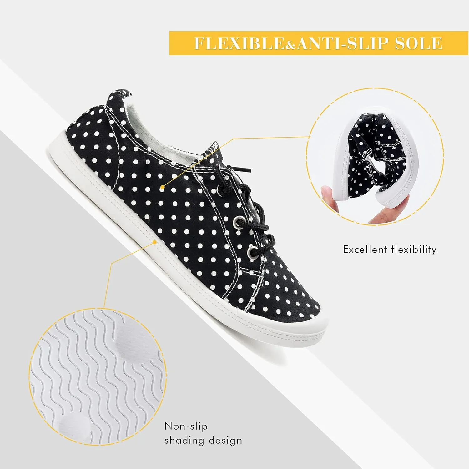 FUNKYMONKEY Shoes for Women, Comfort Low Top Canvas Slip On Sneakers Classic Casual Walking Shoes