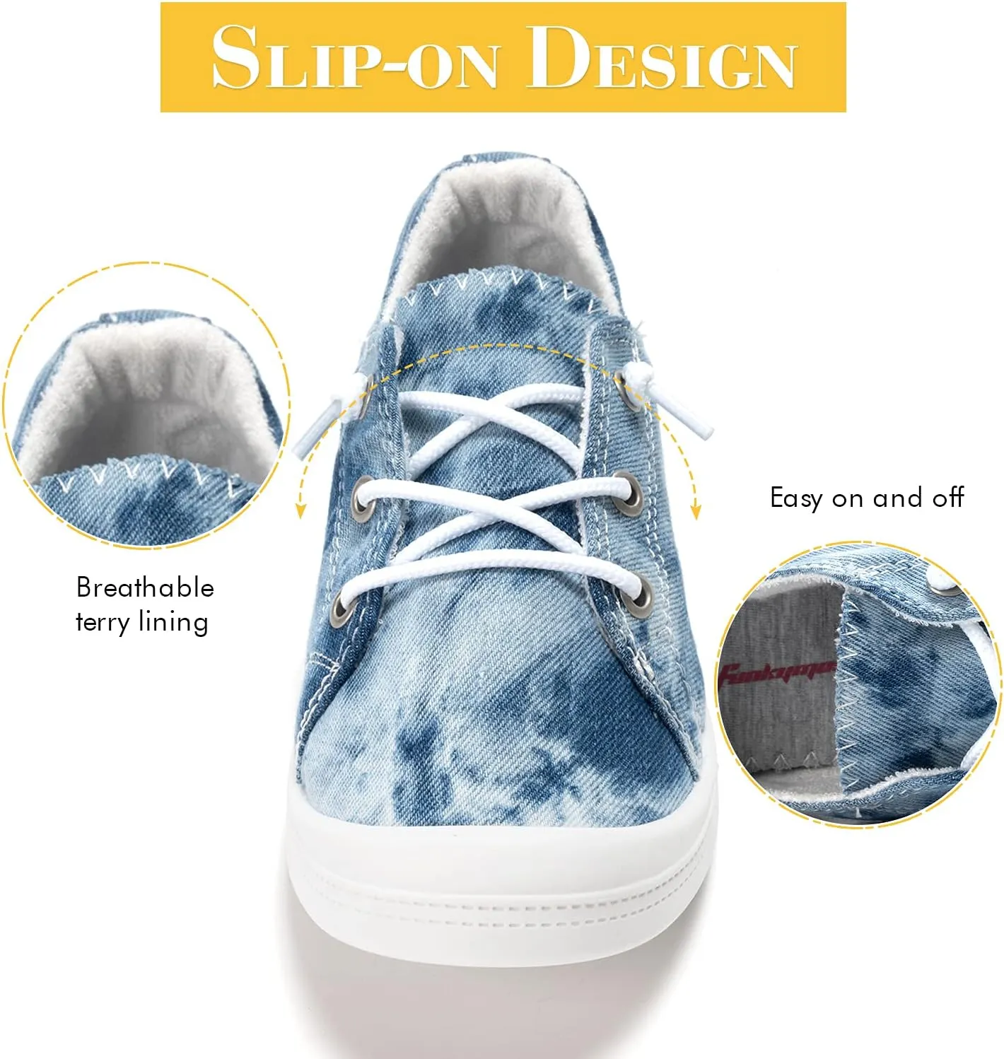 FUNKYMONKEY Shoes for Women, Comfort Low Top Canvas Slip On Sneakers Classic Casual Walking Shoes