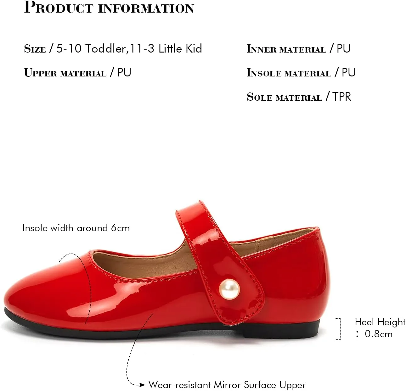 FUNKYMONKEY Toddler/Little Girl Mary Jane Dress Shoes Casual Slip on Ballet Flat