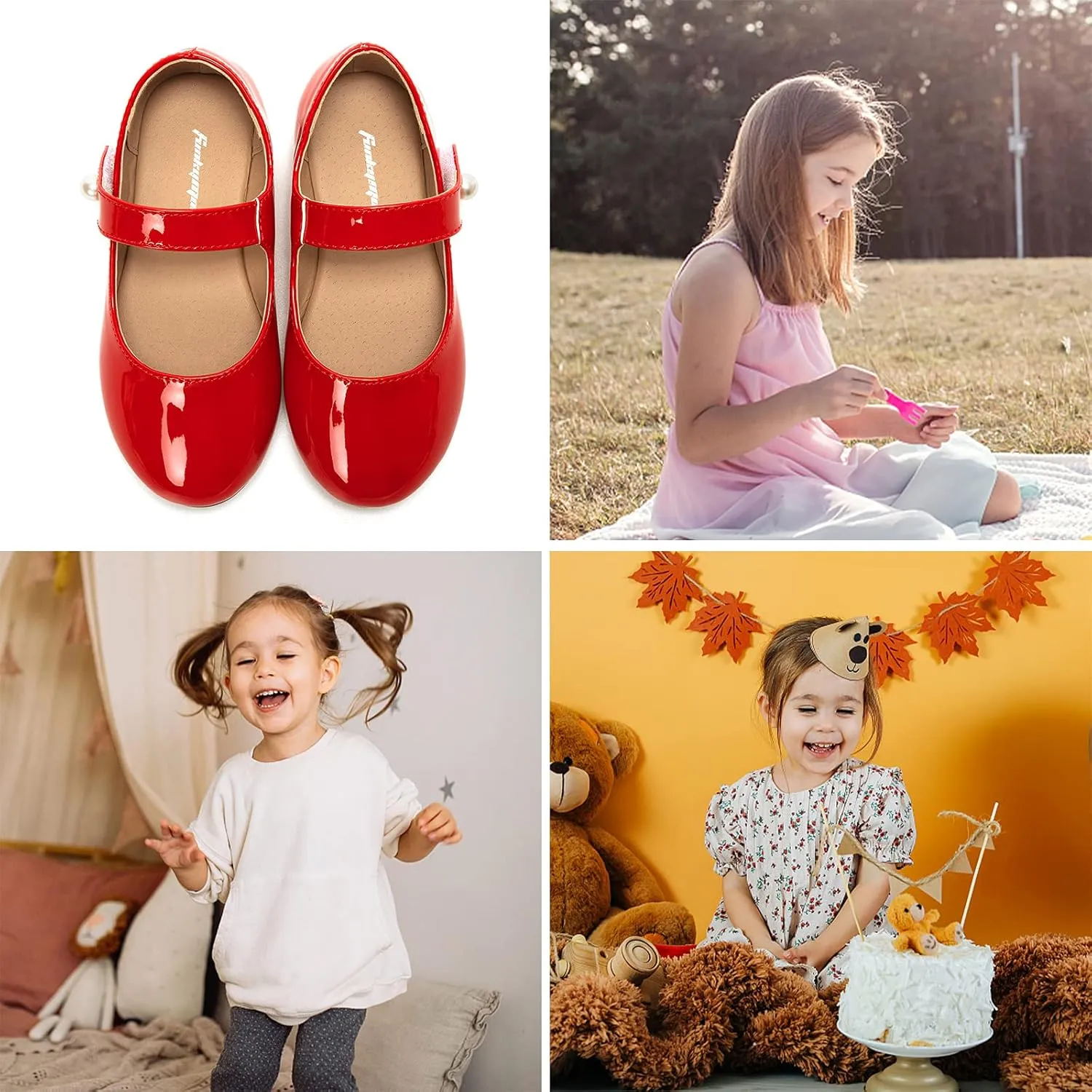 FUNKYMONKEY Toddler/Little Girl Mary Jane Dress Shoes Casual Slip on Ballet Flat