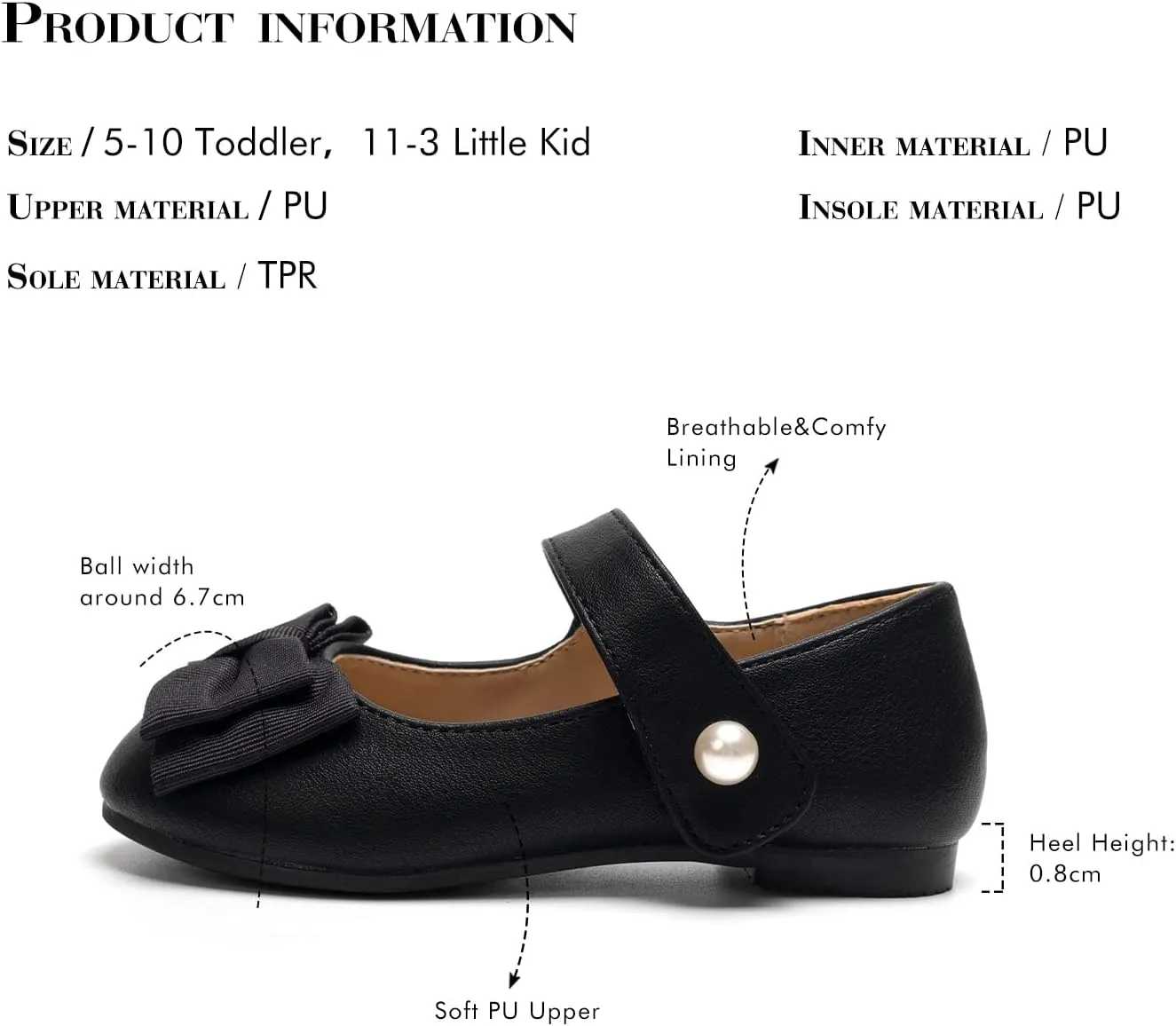 FUNKYMONKEY Toddler/Little Girl Mary Jane Dress Shoes Casual Slip on Ballet Flat
