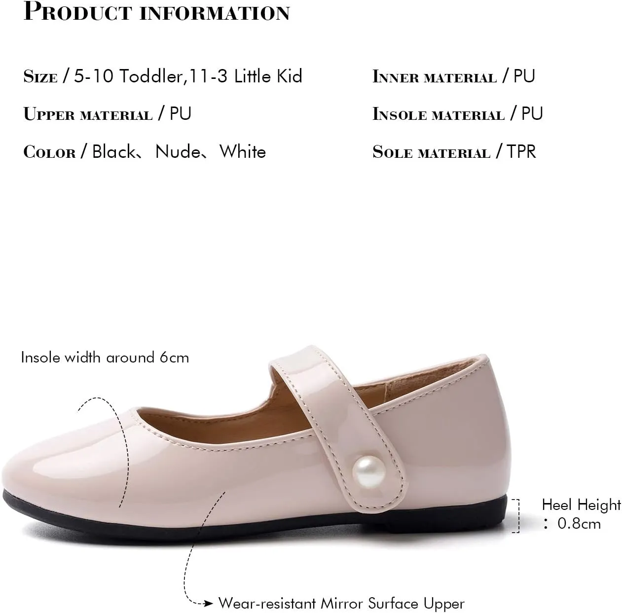 FUNKYMONKEY Toddler/Little Girl Mary Jane Dress Shoes Casual Slip on Ballet Flat