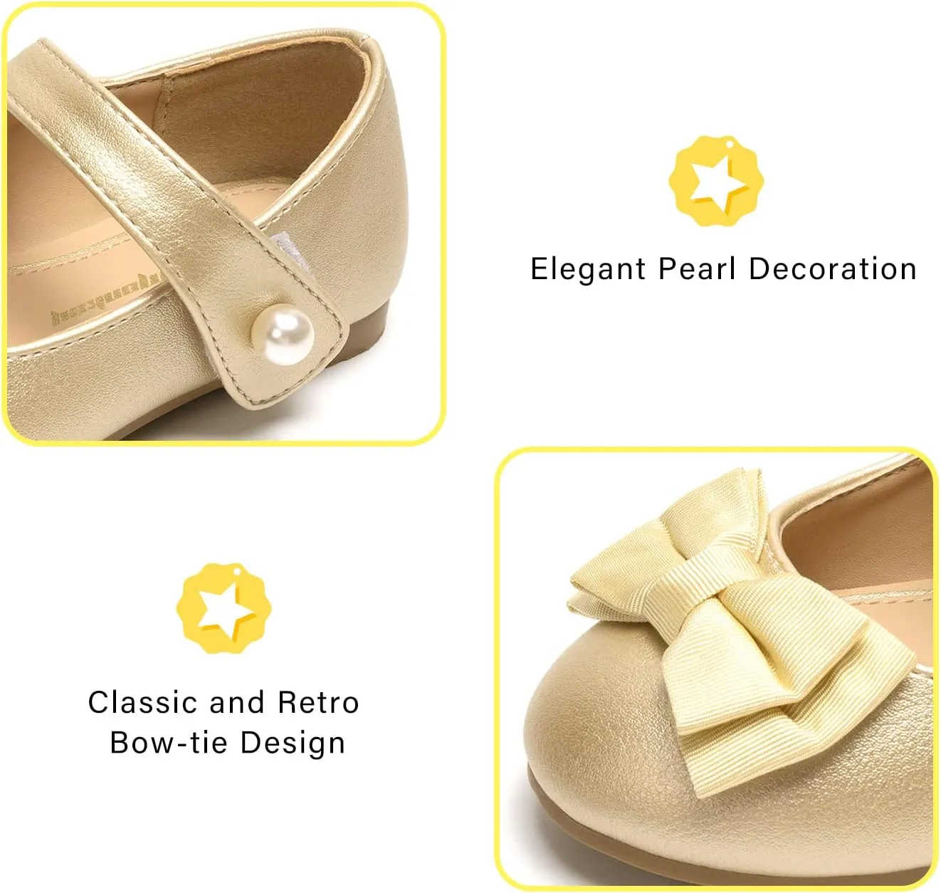 FUNKYMONKEY Toddler/Little Girl Mary Jane Dress Shoes Casual Slip on Ballet Flat