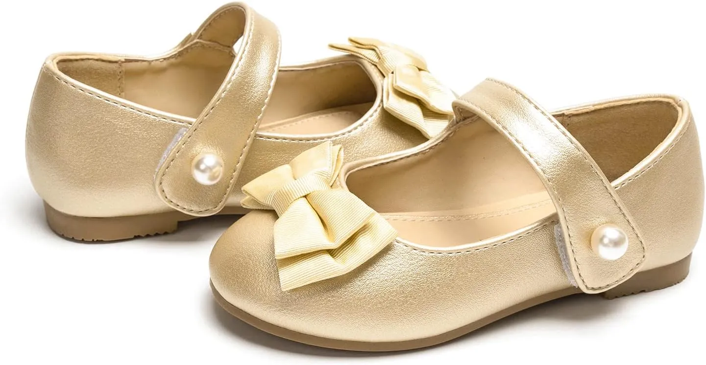 FUNKYMONKEY Toddler/Little Girl Mary Jane Dress Shoes Casual Slip on Ballet Flat