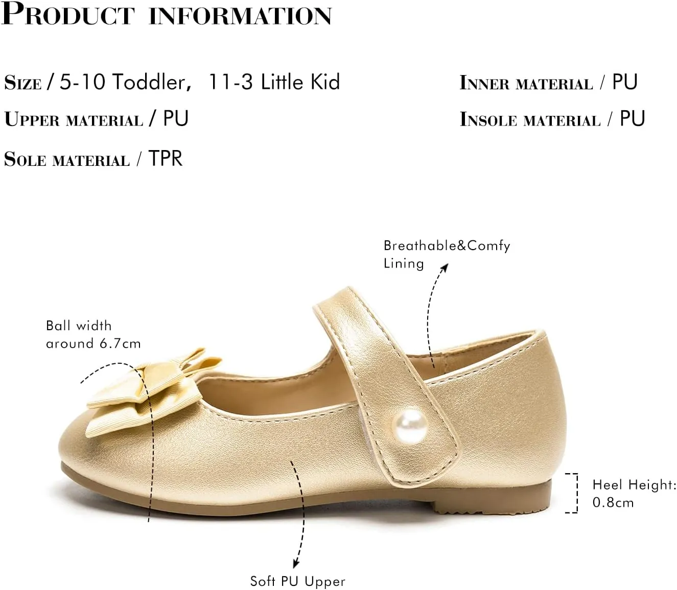 FUNKYMONKEY Toddler/Little Girl Mary Jane Dress Shoes Casual Slip on Ballet Flat