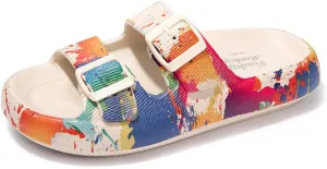 FUNKYMONKEY Unisex EVA Comfort Slides Thick-sole Adjustable Double Buckle Waterproof Pillow Sandals