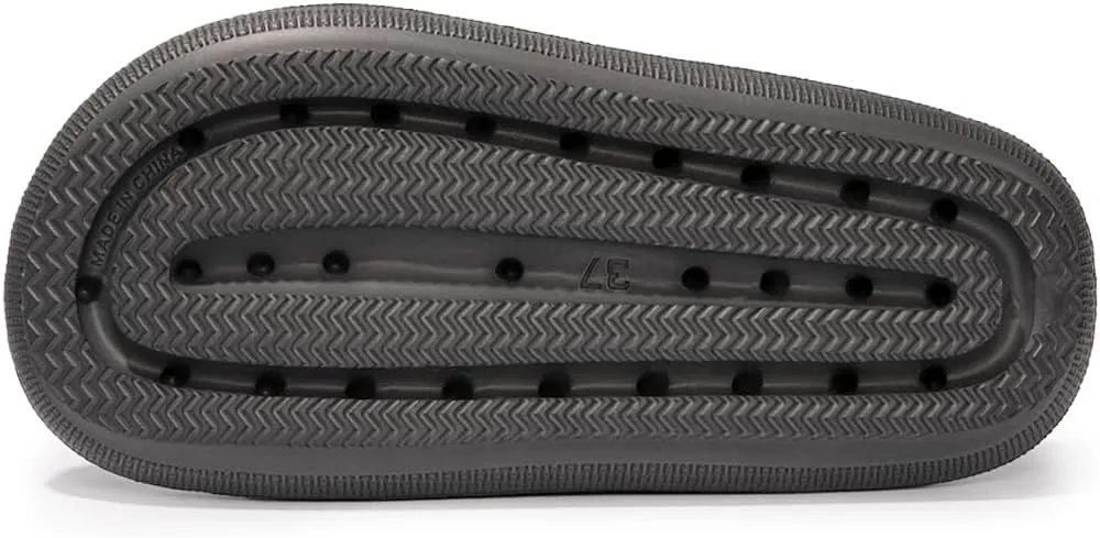 FUNKYMONKEY Unisex EVA Comfort Slides Thick-sole Adjustable Double Buckle Waterproof Pillow Sandals