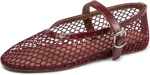 FUNKYMONKEY Women's Mesh Ballet Flats Casual Round Toe Mary Jane Flats Shoes