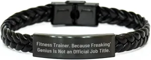 Funny Fitness Trainer Gifts: Get Ready to Sweat Engraved Interlaced Leather Bracelets for Fitness Enthusiasts on Valentine's: Unique Motivational Fitness Trainer Gifts from Lover
