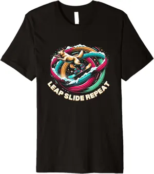 Funny Leap Slide Repeat Snowboarding Dog Alpine Sports Premium T-Shirt