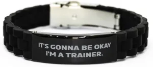 Funny Trainer Black Glidelock Clasp Bracelet, It's Gonna Be Okay I'm a, Nice Engraved Bracelet For Coworkers From Friends