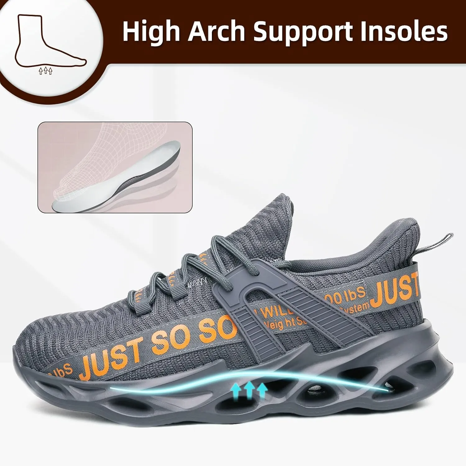 Furuian Steel Toe Shoes for Men Women Lightweight Slip On Safety Work Shoes Comfortable Steel Toe Sneakers