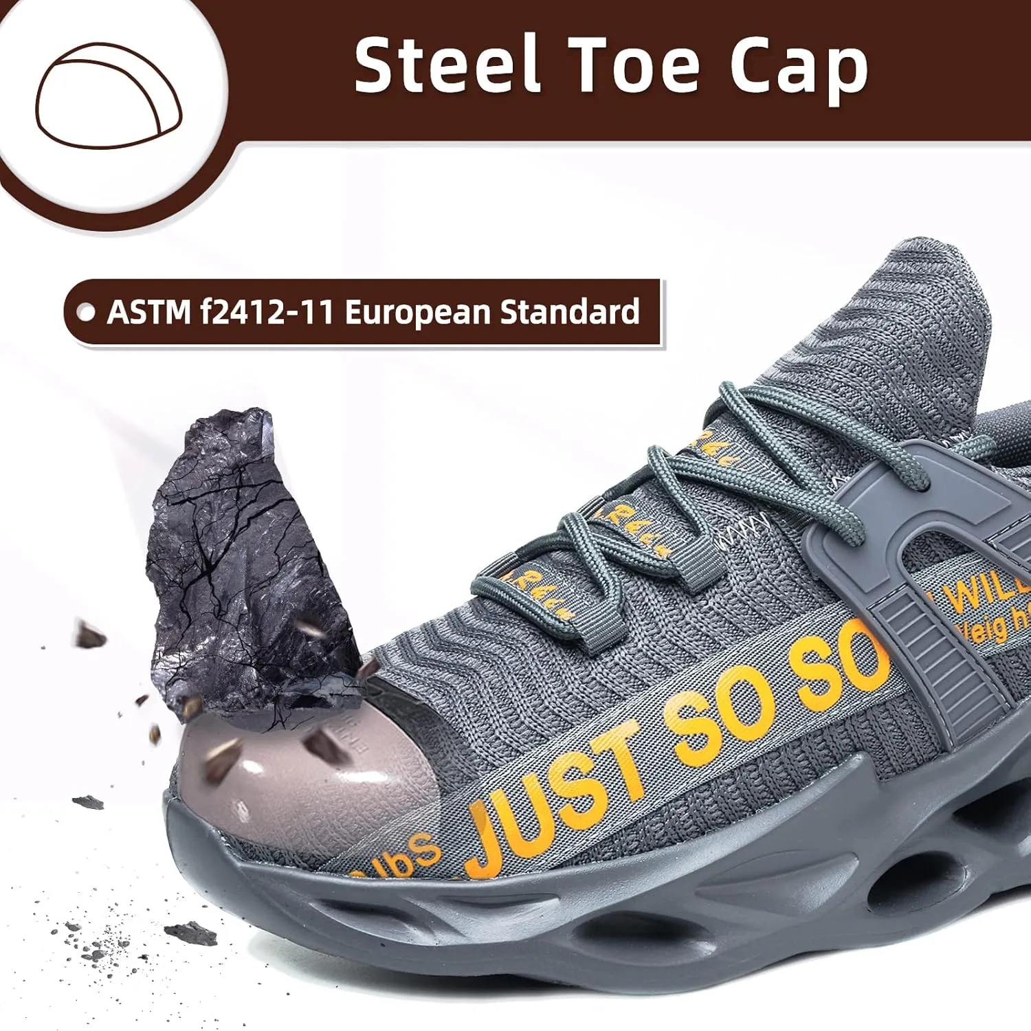 Furuian Steel Toe Shoes for Men Women Lightweight Slip On Safety Work Shoes Comfortable Steel Toe Sneakers