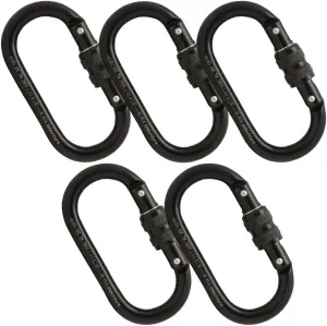 Fusion Climb Ovatti Steel Screw-Lock Gate Oval-Shaped Carabineer (5 Pack), Black