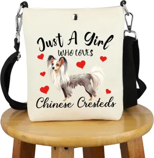 G2TUP Chinese Crested Lover Gift Who Loves Chinese Cresteds Crossbody Bag Chinese Crested Mom Travel Bag Dog Merch
