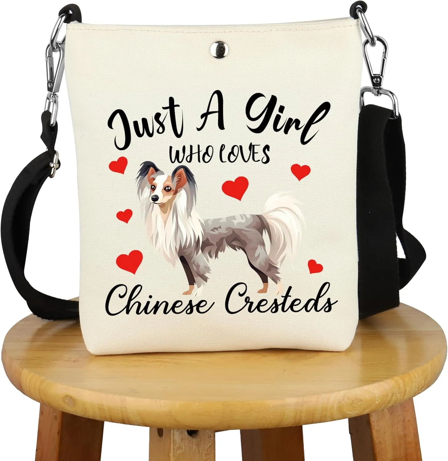 G2TUP Chinese Crested Lover Gift Who Loves Chinese Cresteds Crossbody Bag Chinese Crested Mom Travel Bag Dog Merch
