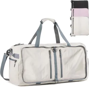 G4Free 65L Foldable Duffle Bag with Shoe Compartment for Travel Large Overnight Carry On Duffel Bag Packable for Women