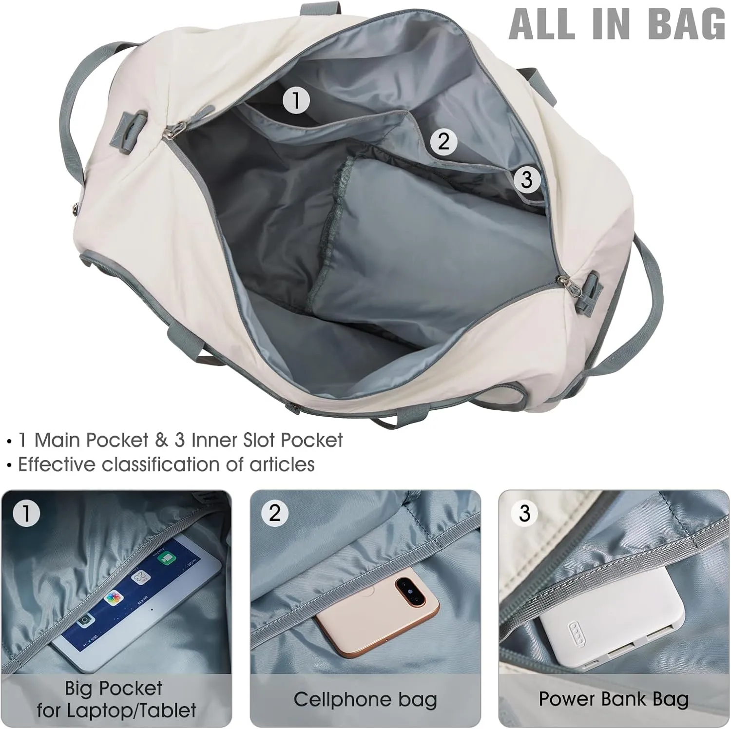 G4Free 65L Foldable Duffle Bag with Shoe Compartment for Travel Large Overnight Carry On Duffel Bag Packable for Women