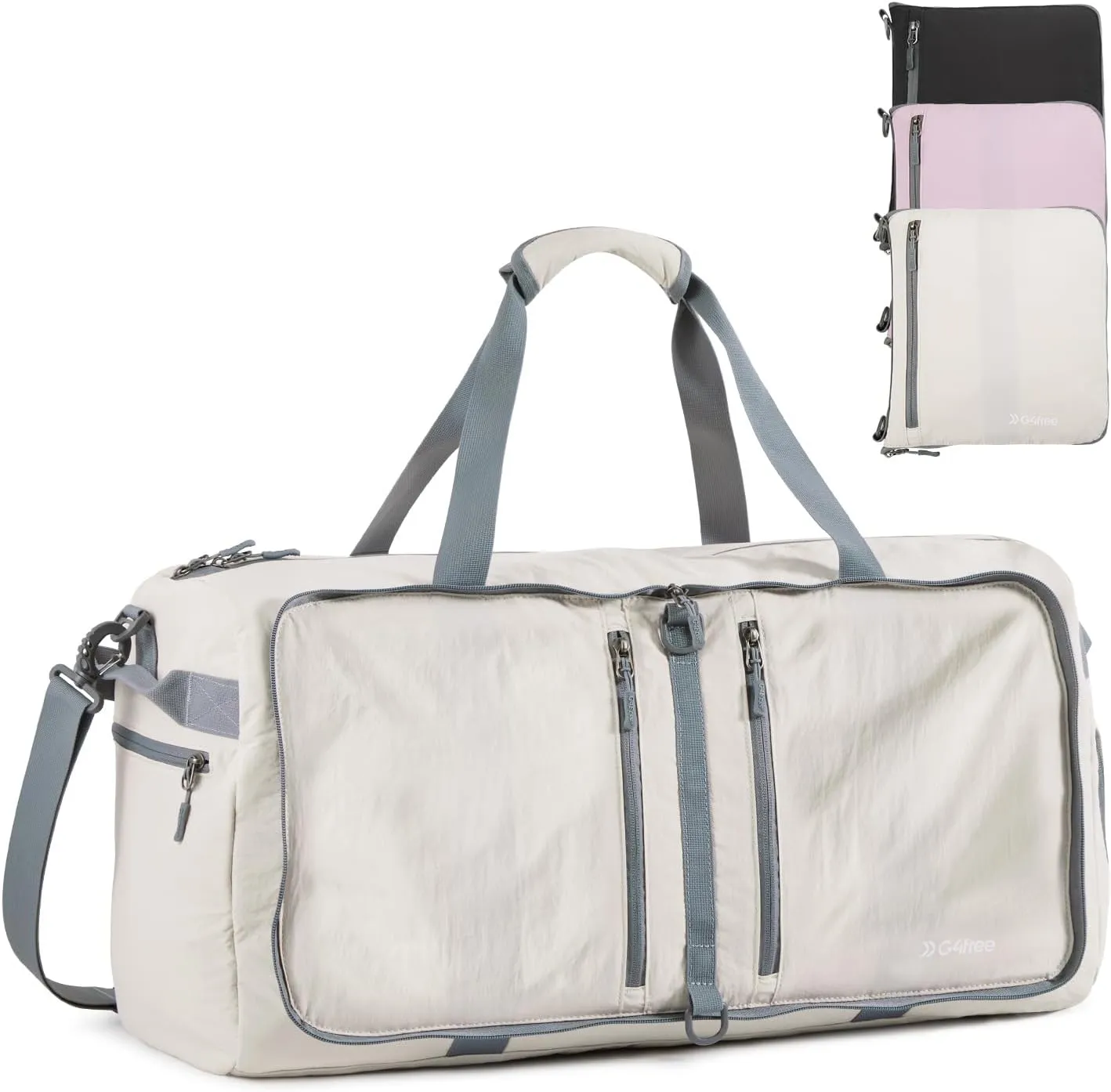G4Free 65L Foldable Duffle Bag with Shoe Compartment for Travel Large Overnight Carry On Duffel Bag Packable for Women