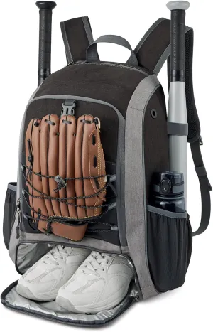 G4Free Baseball Bag for Youth Adults, Softball Backpack with Shoe Compartment, Large Bat Backpack with Fence Hook, Lightweight T-ball Gear Bag