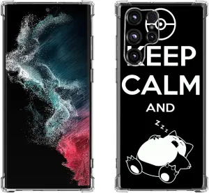 Galaxy S22 Ultra Case, Keep Calm Sleeping Cat Drop Protection Shockproof Case TPU Full Body Protective Scratch-Resistant Cover for Samsung Galaxy S22 Ultra 5G