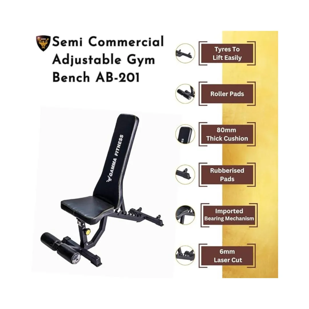 GAMMA FITNESS Functional Trainer Power Squat Rack FTS-786 with Adjustable Bench AB-201| for Home Gym Workout| 4 x 2 Inches 12 Gauge Frame |