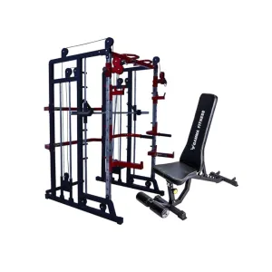 GAMMA FITNESS Functional Trainer Power Squat Rack FTS-786 with Adjustable Bench AB-201| for Home Gym Workout| 4 x 2 Inches 12 Gauge Frame |