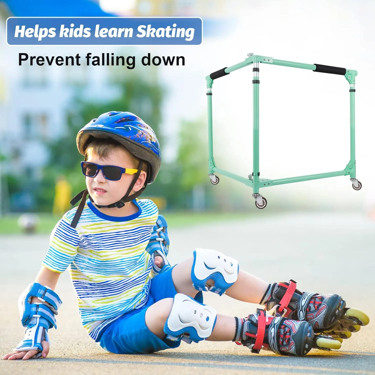 GanFindX Folding Skater Aid for Kids Roller Skating, Roller Skate Trainer for Kids Toddler Adjustable Height Training Walker