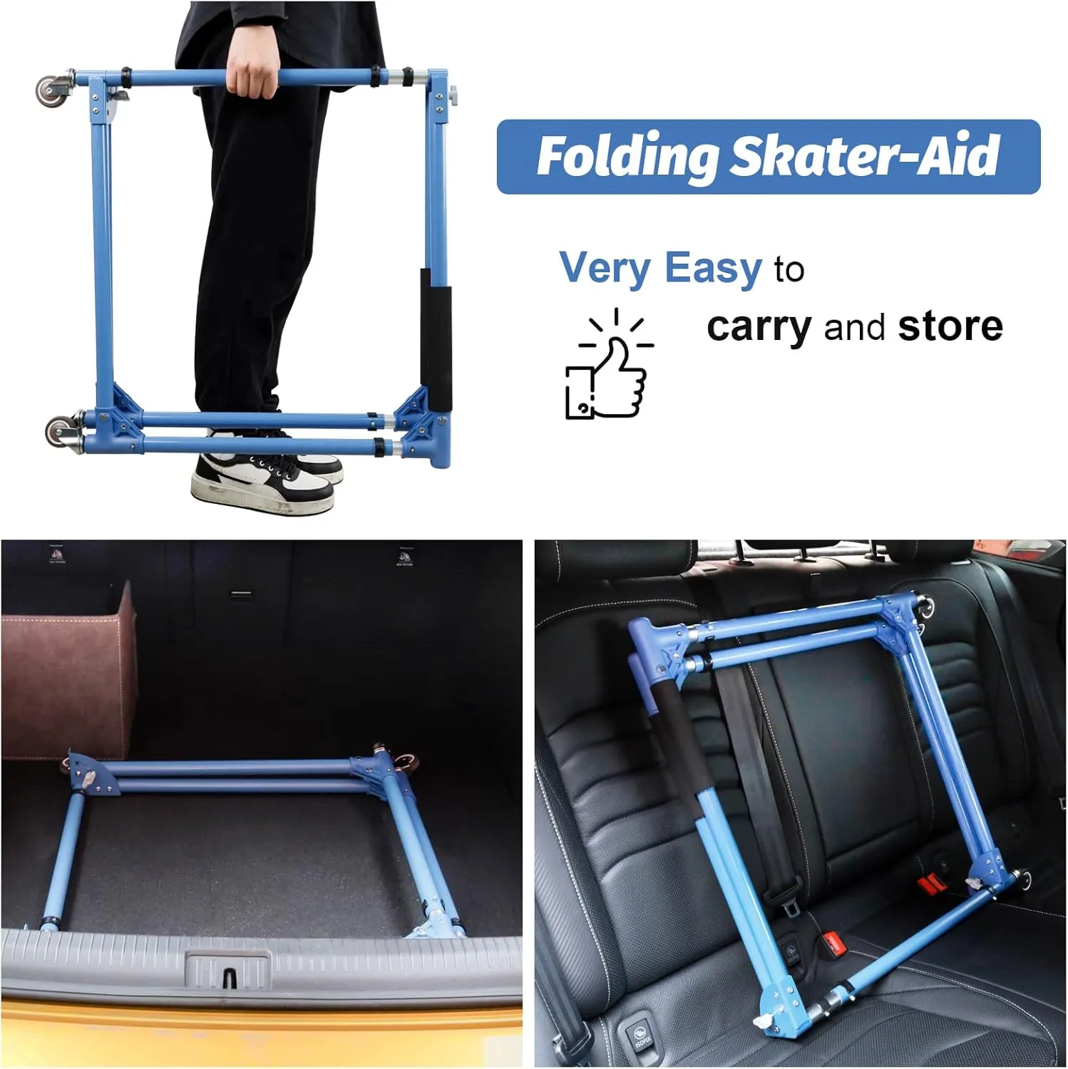 GanFindX Folding Skater Aid for Kids Roller Skating, Roller Skate Trainer for Kids Toddler Adjustable Height Training Walker
