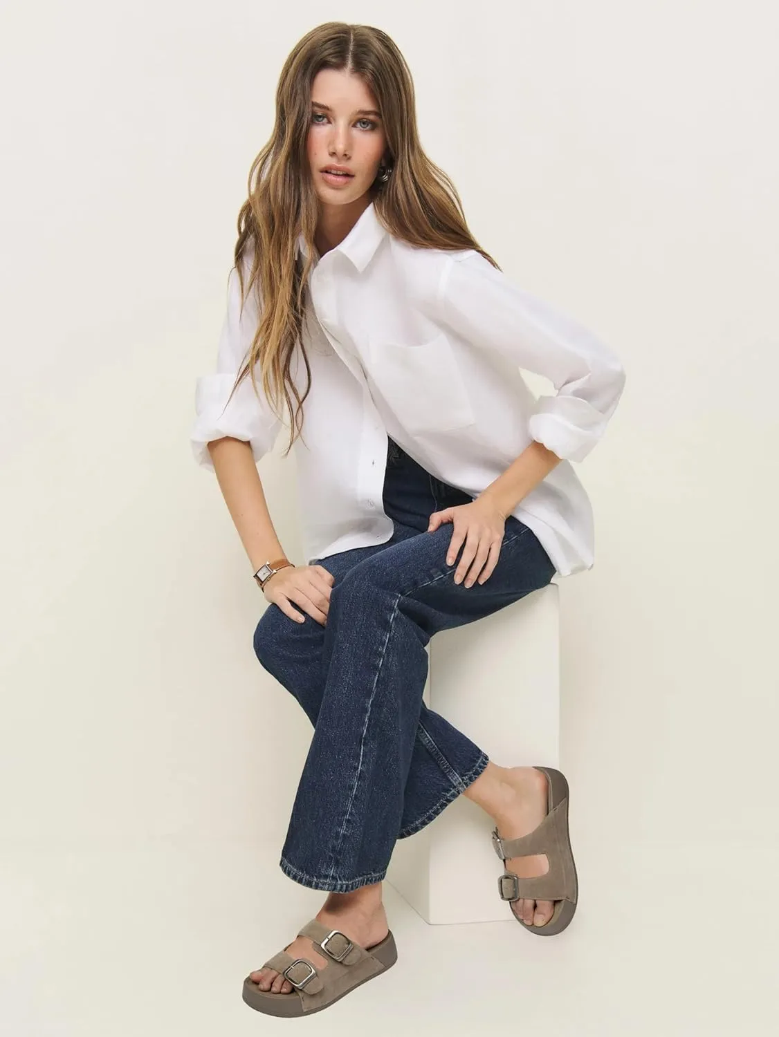 Genuine Leather Platform Sandals Women Slip-on Beach Sandals Slide Buckle Comfortable with Soft Lining and Open Toe Low Wedges