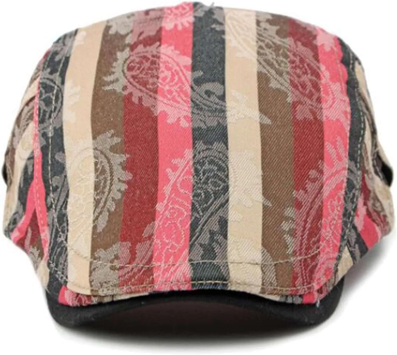 GIBZ Striped Flat Hat Newsboy Cap Retro Driving Hats Adjustable Ivy Caps for Men Women