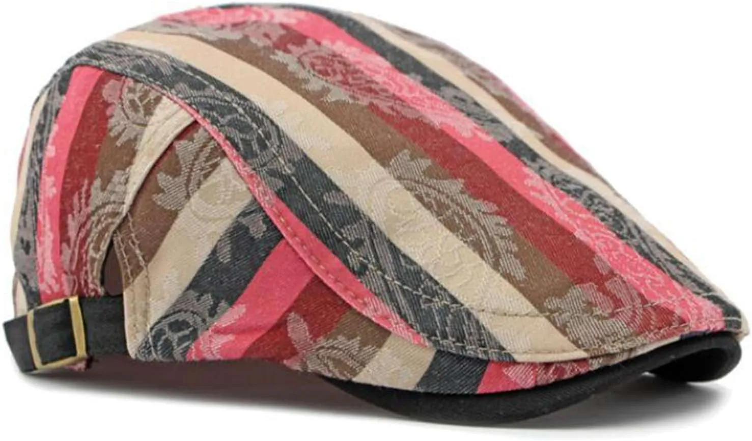 GIBZ Striped Flat Hat Newsboy Cap Retro Driving Hats Adjustable Ivy Caps for Men Women