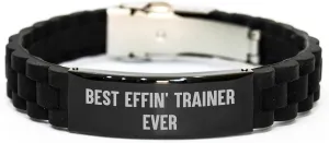 Gifts from Friends for Trainer Lovers on Valentine's, Best Effin' Trainer Ever Glide lock Clasp Bracelet, Trainer Gifts with a Twist