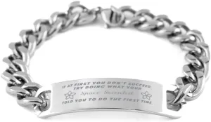 GIFTVILLE & SURPRISE Space Scientist Bracelet, If at first you don't succeed, try doing what your athletic trainer told you to do the first time., Cuban Link Chain Necklace, Space Scientist Gifts