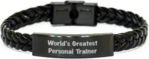 GIFTVILLE & SURPRISE World's Greatest Personal Trainer Gift Interlaced Leather Bracelet for Mom on Mother's Day