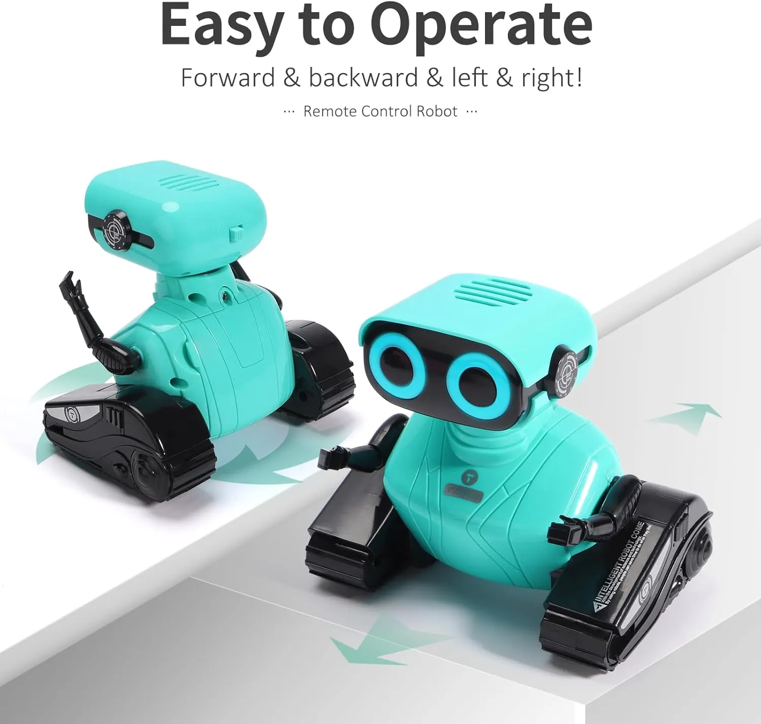 GILOBABY Robot Toys, Remote Control Robot Toy, RC Robots for Kids with LED Eyes, Flexible Head & Arms, Dance Moves and Music, Birthday Gifts for Boys Ages 3  Years (Blue)